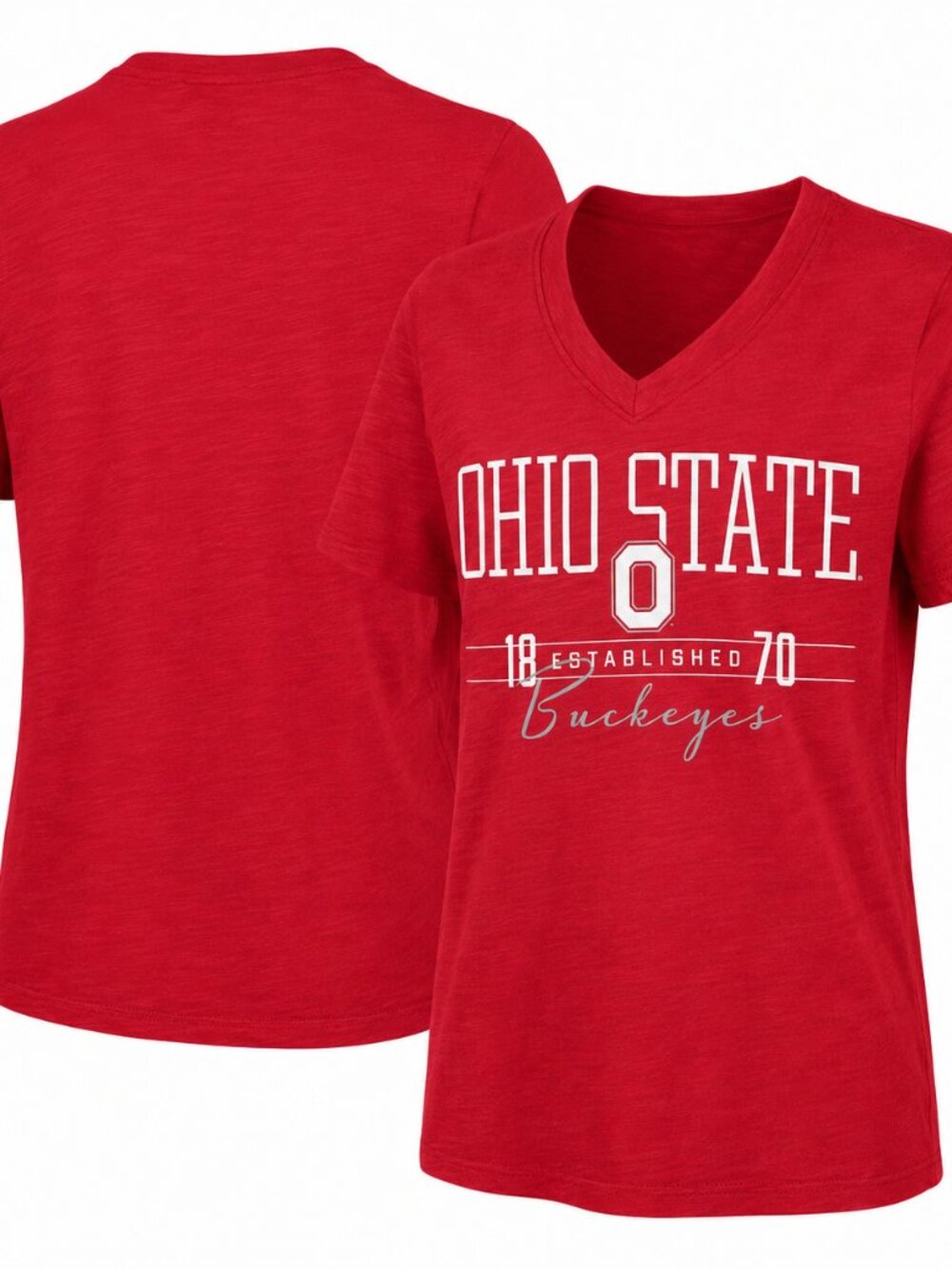 Ohio State Buckeyes Marcus Pensacola Vee Neck Cuff Sleeve Top
